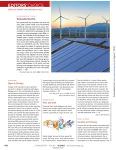 EDITORS’CHOICE EDITED BY GILBERT CHIN AND MARIA CRUZ E N V I R O N M E N TA L S C I E N C E  Renewable Beneﬁts