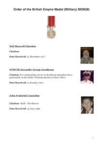 Order of the British Empire Medal (Military) BEM(M)!  ! ! ! !