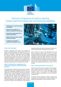 Electrical engineering / Nanoelectronics / Innovation / Technology / Science / ENIAC Joint Technology Initiative / Structure / Framework Programmes for Research and Technological Development / ENIAC / Smart system