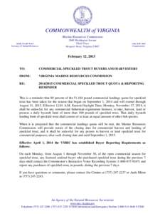 COMMONWEALTH of VIRGINIA Marine Resources Commission Molly Joseph Ward Secretary of Natural ResourcesWashington Avenue