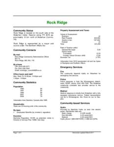 Rock Ridge Property Assessment and Taxes Community Status Rock Ridge is located on the south side of the Waterhen Indian Reserve along PR #276 approximately 12 km north of Waterhen Community.