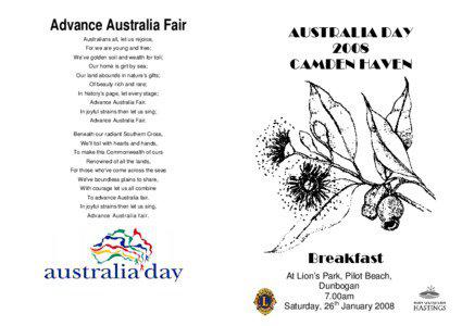 Advance Australia Fair Australians all, let us rejoice, For we are young and free;