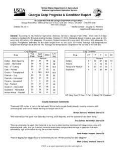 United States Department of Agriculture National Agricultural Statistics Service Georgia Crop Progress & Condition Report In Cooperation with the Georgia Department of Agriculture Georgia Field Office · 355 East Hancock