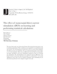 Effects of transcranial  Journal of Articles in Support of the Null Hypothesis Vol. 11, No. 1 Copyright 2014 by Reysen Group[removed]www.jasnh.com