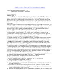 Southern Campaign American Revolution Pension Statements & Rosters Pension Application of Benjamin Bradshaw W894 Transcribed and annotated by C. Leon Harris State of Tennessee } Jefferson County } On this 10th day of Dec