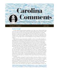 Carolina Comments Published Quarterly by the North Carolina Office of Archives and History Historic Sites Commemorate 140th Anniversary of