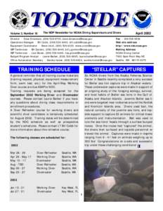 Volume 3, Number 18  The NDP Newsletter for NOAA Diving Supervisors and Divers Director - Dave Dinsmore, ([removed], [removed] Operations Manager - Bill Cobb, ([removed], [removed]