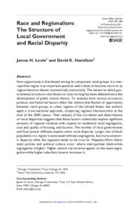 Race and Regionalism:  The Structure of Local Government and Racial Disparity  Urban Affairs Review