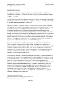 FSANZ Application - DAS[removed]Soybean Dow AgroSciences Australia Ltd Executive Summary  EXECUTIVE SUMMARY