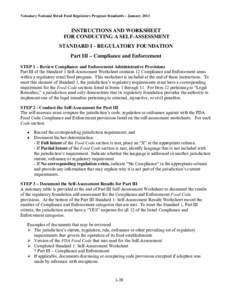 Voluntary National Retail Food Regulatory Program Standards – January[removed]INSTRUCTIONS AND WORKSHEET FOR CONDUCTING A SELF-ASSESSMENT STANDARD 1 - REGULATORY FOUNDATION Part III – Compliance and Enforcement