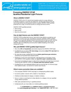 Promoting ENERGY STAR Qualified Residential Light Fixtures