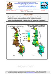 Ministry of Natural Resources Energy and Mining  Department of Climate Change and Meteorological Services 10-day Weather and Agrometeorological Bulletin