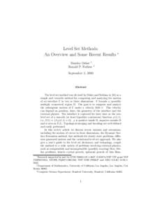 Level Set Methods: An Overview and Some Recent Results ∗ Stanley Osher †