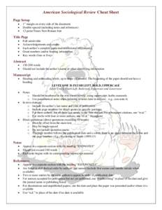 American Sociological Review Cheat Sheet Page Setup   