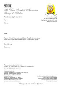 SHARE  The Vivian Stanshall Appreciation Society & Archive Membership Application form