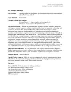 San Bernardino /  California / Pedagogy / Attention-deficit hyperactivity disorder / Education reform / Project-based learning / Education / Educational psychology / Inland Empire