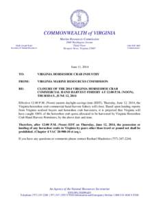 COMMONWEALTH of VIRGINIA Marine Resources Commission Molly Joseph Ward Secretary of Natural Resources[removed]Washington Avenue