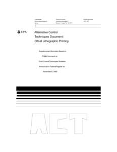 Planographic printing / Offset printing / Printer / Lithography / Reasonably Available Control Technology / Volatile organic compound / Clean Air Act / Ink / Alcoholism / Pollution / Printing / Chemistry