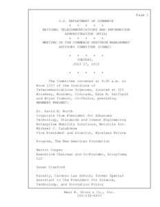 Page 1 U.S. DEPARTMENT OF COMMERCE + + + +