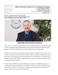 State of Nevada Department of Business & Industry Bruce Breslow, Director 1830 College Parkway, Suite 100 Carson City, Nevada[removed]Phone[removed] | Fax[removed]business.nv.gov