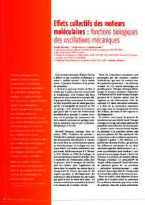 Effets collectifs des moteurs moléculaires : fonctions biologiques des oscillations mécaniques Daniel Riveline(1, 2) () et Karsten KruseLaboratoire de Physique Cellulaire, ISIS/IGBMC, Univers