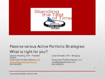 Passive versus Active Portfolio Strategies:  What is right for you?