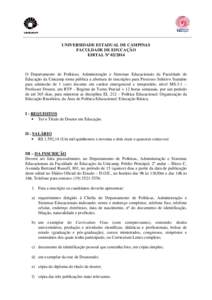 UNIVERSIDADE ESTADUAL DE CAMPINAS FACULDADE DE EDUCAÇÃO EDITAL Nº [removed]