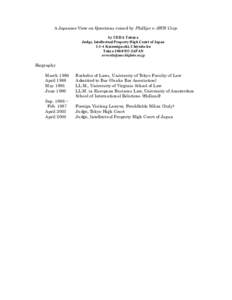 A Japanese View on Questions raised by Phillips v. AWH Corp. by UEDA Takuya Judge, Intellectual Property High Court of Japan[removed]Kasumigaseki, Chiyoda-ku Tokyo[removed]JAPAN [removed]