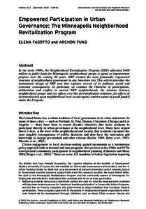 Blackwell Publishing Ltd.Oxford, UK and Malden, USAIJURInternational Journal of Urban and Regional Research0309-1317Blackwell Publishing Ltd [removed] Original ArticlesEmpowered participation in urban governance 