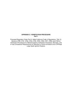 APPENDIX C: VERIFICATION PROCEDURE Part 1 Proposed Regulation Order Part 9: Adopt California Code of Regulations, Title 13, Sections 2780, 2781, 2782, 2783, 2784, 2785, 2786, 2787, 2788, and 2789 for Verification Procedu