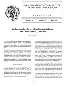 OKLAHOMA ARCHEOLOGICAL SURVEY THE UNIVERSITY OF OKLAHOMA NEWSLETTER Volume 20