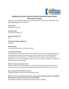 Aligning Green Power Partners with New Renewable Energy Projects Pilot Project Summary, Wood Violet Wind Farm