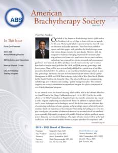 American Brachytherapy Society March 2011 From Our President