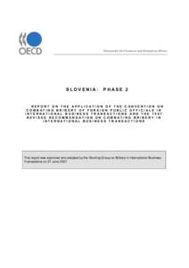 Directorate for Financial and Enterprise Affairs  SLOVENIA: PHASE 2