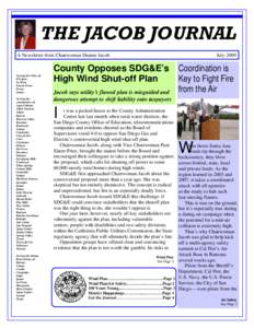 THE JACOB JOURNAL A Newsletter from Chairwoman Dianne Jacob Serving the Cities of: El Cajon La Mesa