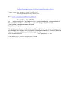 Southern Campaign American Revolution Pension Statements & Rosters Virginia Bounty-Land Application of John Custerd VAS679 Transcribed and annotated by C. Leon Harris [From bounty-warrant records in the Library of Virgin