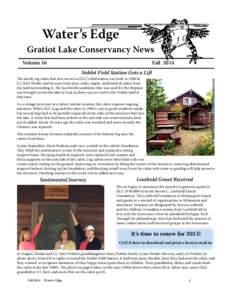 Water’s Edge  Gratiot Lake Conservancy News Volume 16						  Fall 2014