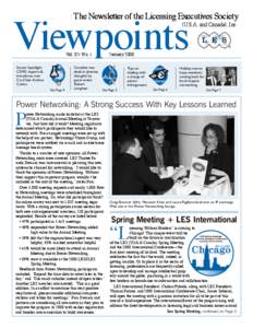 Viewpoints  The Newsletter of the Licensing Executives Society (U.S.A. and Canada), Inc.  Vol. XV No. 1
