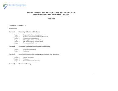 SANTA MONICA BAY RESTORATION PLAN CHECK-UP: IMPLEMENTATION PROGRESS UPDATE[removed]TABLE OF CONTENT S Introduction