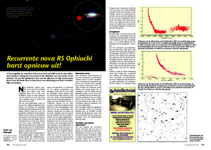 Op zijn helderst is de recurrente nova RS Ophiuchi (een dubbelstersysteem met een witte dwerg; zie inzet) een opvallende verschijning. (Opname: John Chumack, galacticimages.com; 16 februari 2006)