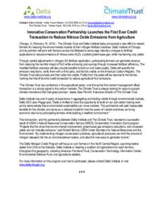 www.delta-institute.org  www.climatetrust.org Contact: Delta Institute - Katie Yocum Musisi: [removed]ex.15 or [removed] The Climate Trust - Teresa Koper: [removed]ex. 214 or tkoper@climatetrust