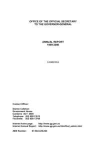 OFFICE OF THE OFFICIAL SECRETARY TO THE GOVERNOR-GENERAL ANNUAL REPORT[removed]