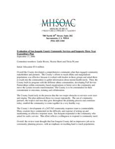 700 North 10th Street, Suite 202 Sacramento, CA[removed]1104 Evaluation of San Joaquin County Community Services and Supports Three Year Expenditure Plan