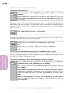 ELA/Literacy PBA – Unit 3 (Narrative Writing) Instructions for Preparing to Test Say  Today, you are going to take the English Language Arts/Literacy Performance-Based
