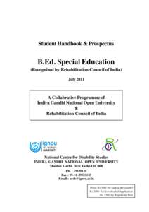 Student Handbook & Prospectus  B.Ed. Special Education