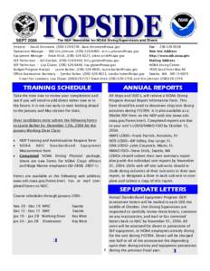 SEPT[removed]The NDP Newsletter for NOAA Diving Supervisors and Divers Director - David Dinsmore, ([removed], [removed] Fax[removed]