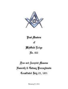 Past Masters of Whitfield Lodge No. 622 Free and Accepted Masons Nazareth & Tatamy Pennsylvania