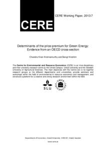 Determinants of the price-premium for Green Energy: Evidence from an OECD cross-sectionThe data used in this work come from an OECD survey on Environmental Policy and Individual Behaviour Change (EPIC) periodically condu