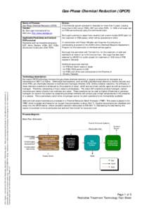 Gas-Phase Chemical Reduction (GPCR) Name of Process: Gas-Phase Chemical Reduction (GPCR) Vendor: ELI Eco Logic International Inc. Web site: http://www.ecologic.ca