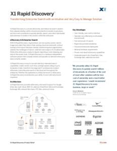 X1 Rapid Discovery  TM Transforming Enterprise Search with an Intuitive and Very Easy to Manage Solution